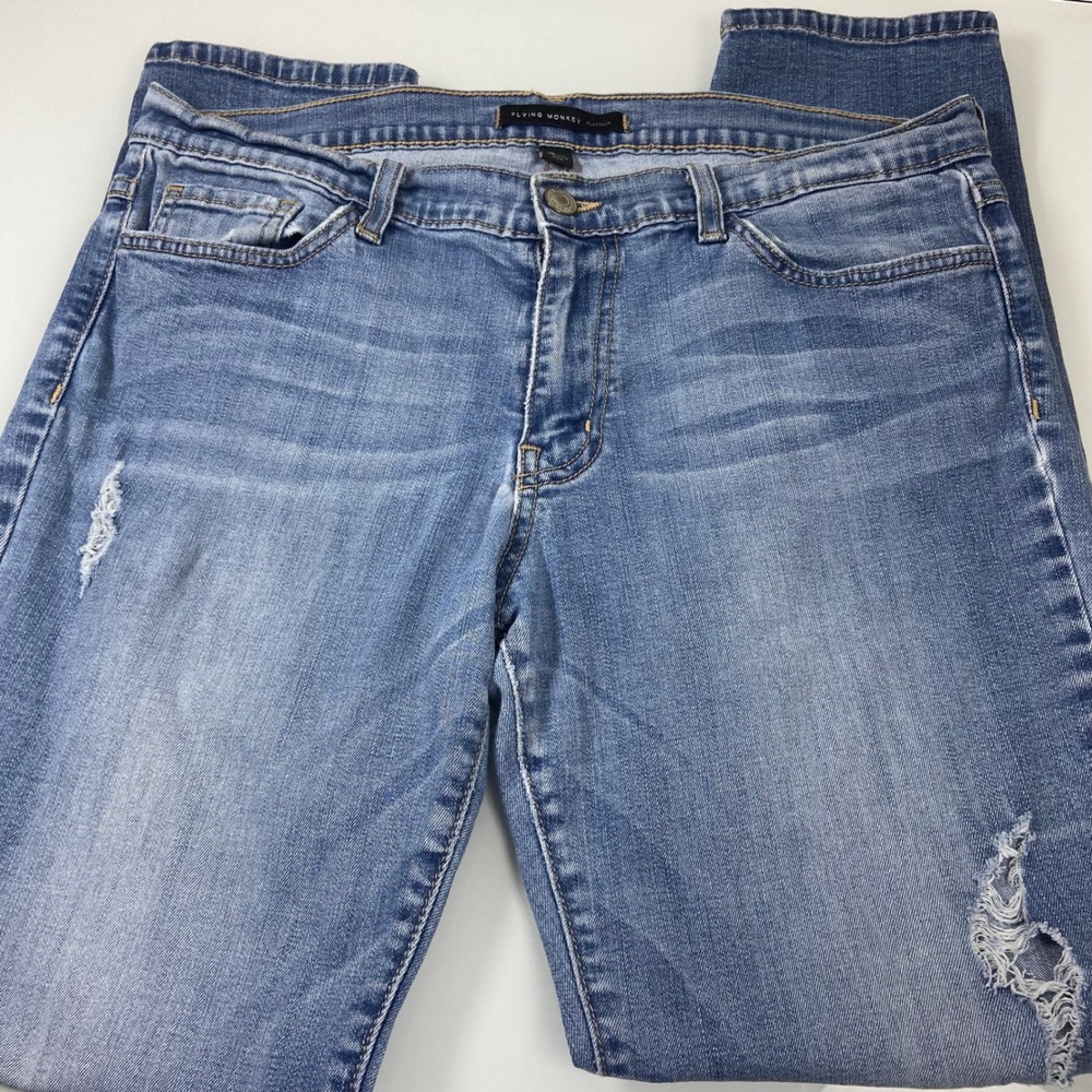 Flying Monkey Womens 29 (ACT30) Blue‎ Skinny Jeans Distressed Stretch Ankle